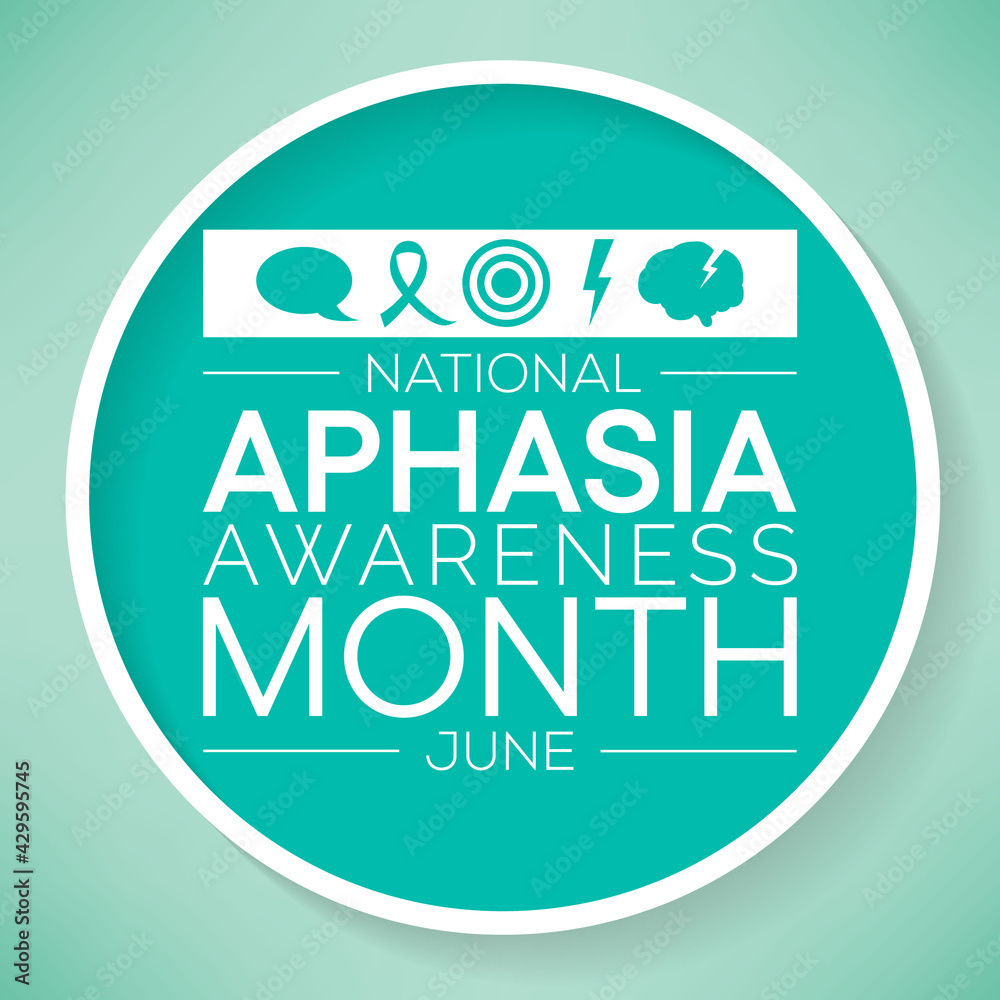 National Aphasia awareness month is observed every year in June, it is a condition that robs the ability to communicate and can affect the ability to speak, write and understand language. Vector art.