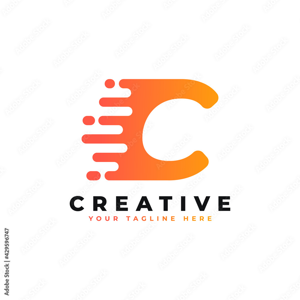 Obraz premium Initial Letter C Fast Speed Logo. Alphabet Suitable for Fast, Power, Flash, Identity, Moving and Speed.