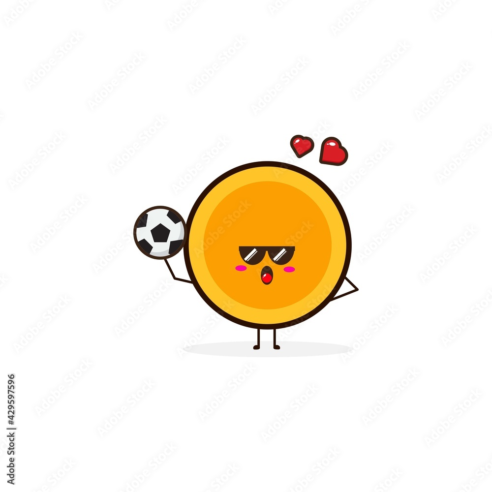 Coin play soccer cute character illustration Coin play soccer cute character illustration