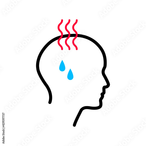 Fever Illness Illustration. Vector Icon Showing a Person with Fever Symptoms. High Temperature and Sweats.