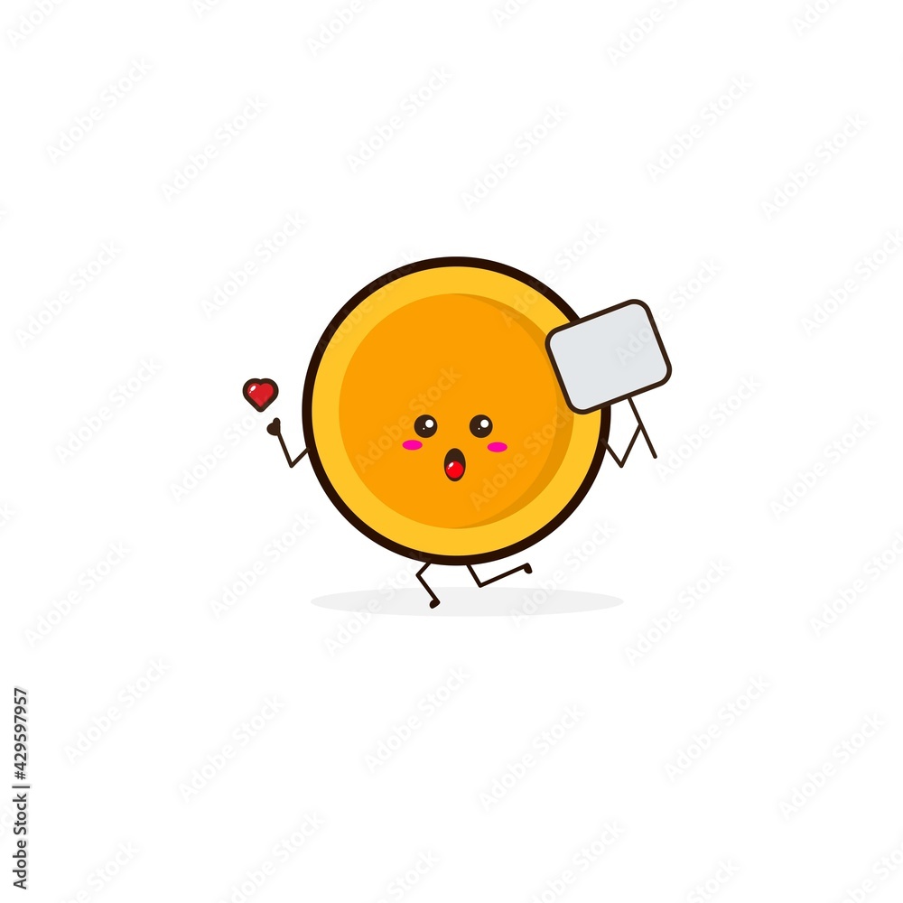 Coin with board cute character illustration Coin with board cute character illustration