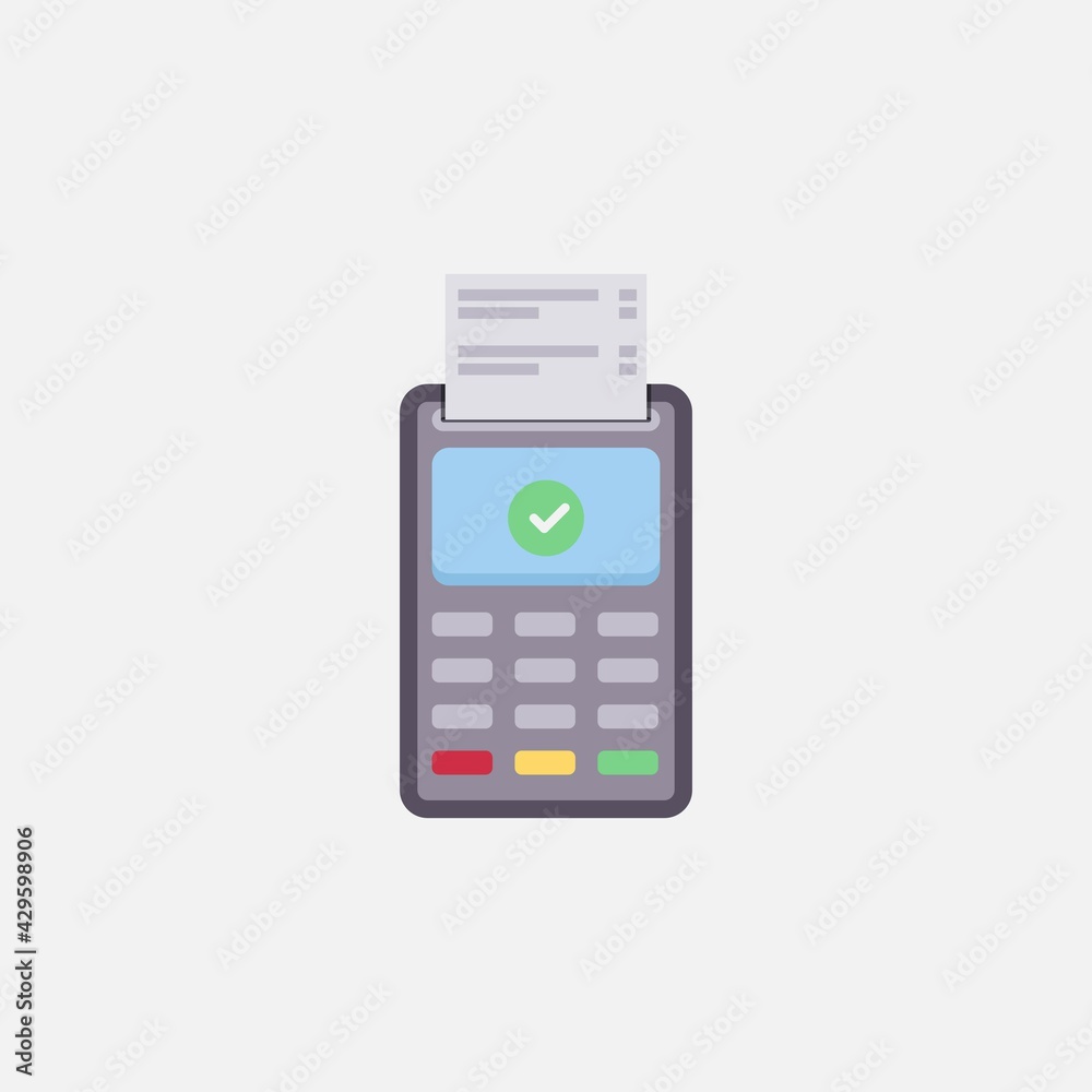 Flat design Terminal vector illustration, Pos terminal flat icon, isolated on white background