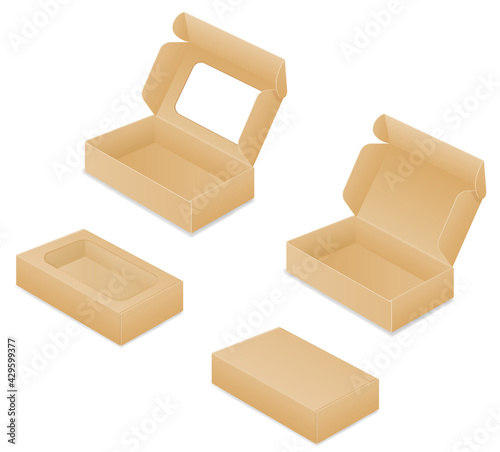 brown cardboardfor packaging goods and gifts box vector illustration