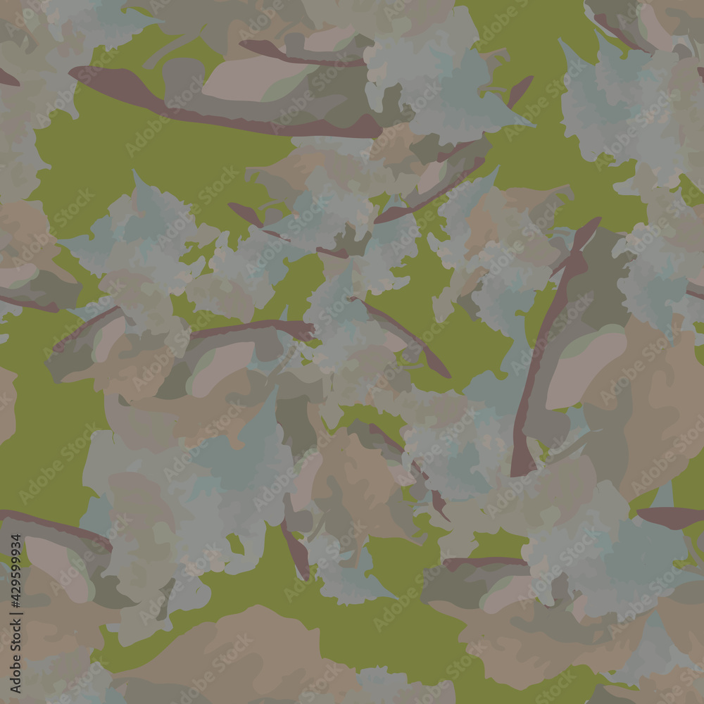 Field camouflage of various shades of green, brown, grey and beige colors Field camouflage of various shades of green, brown, grey and beige colors
