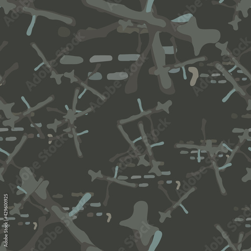Urban camouflage of various shades of grey, beige and blue colors