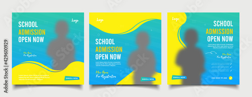 School admission open now social media post and web banner template