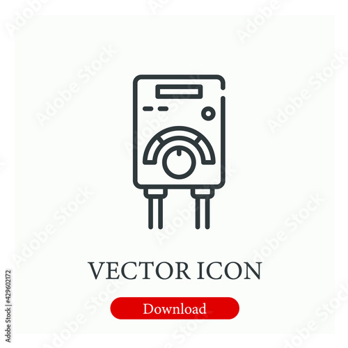 Water heater vector icon.  Editable stroke. Linear style sign for use on web design and mobile apps, logo. Symbol illustration. Pixel vector graphics - Vector