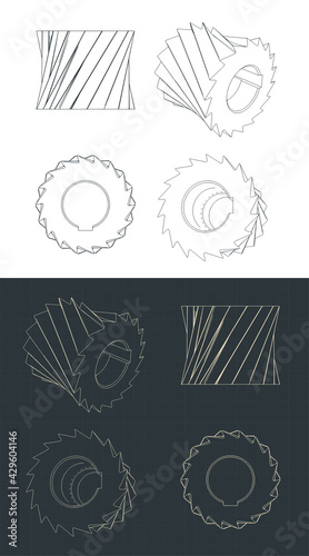 Cylindrical milling cutter blueprints