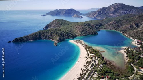 Amazing high angle top drone view on the natural park among tracking path: