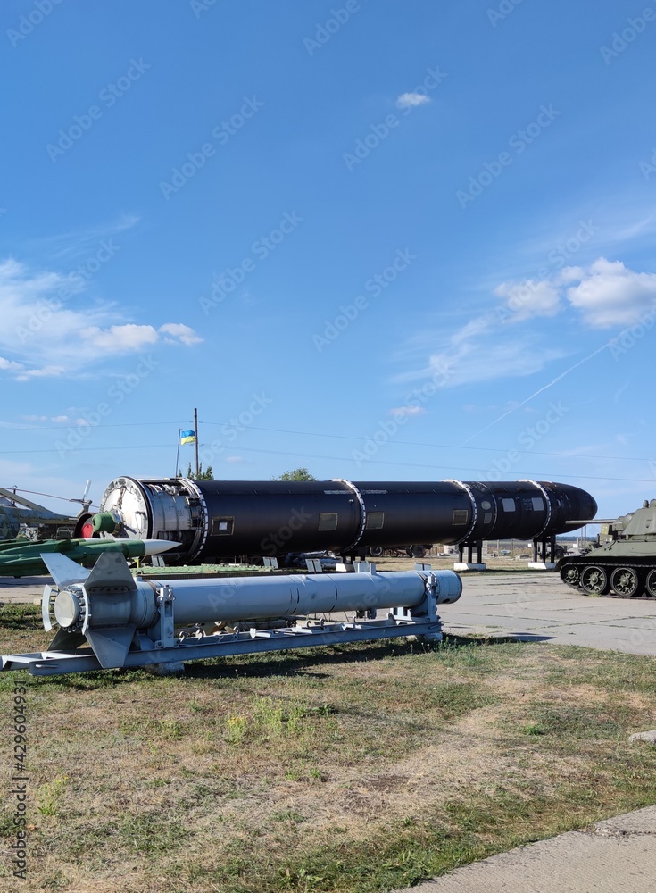 Military equipment, rocket launchers in the Soviet era of the 1950s and 1990s. Historical polygon Ukraine, Mykolaiv region. Artifacts of military equipment. History of the Soviet Army of the 20th cent Military equipment, rocket launchers in the Soviet era of the 1950s and 1990s. Historical polygon Ukraine, Mykolaiv region. Artifacts of military equipment. History of the Soviet Army of the 20th cent