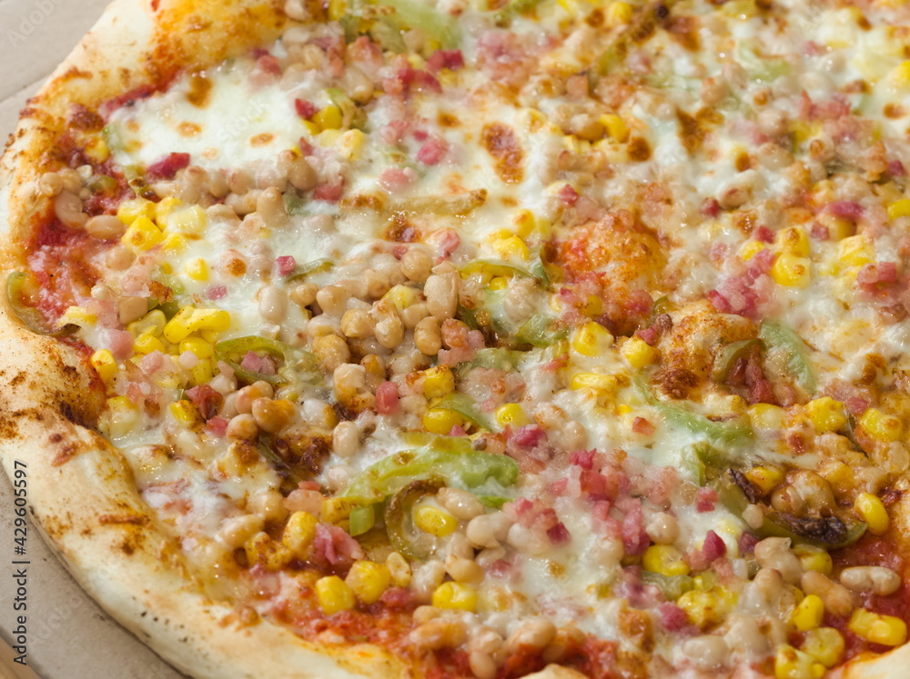Pizza with Beans Corn Bacon and Chili Pizza with Beans Corn Bacon and Chili