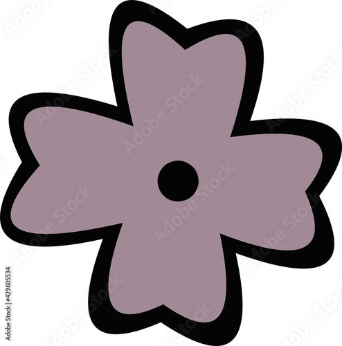 Vector emoticon illustration of the shape of a violet flower