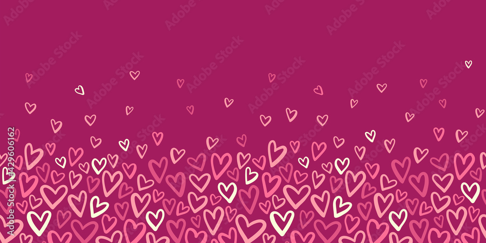 Lovely hand drawn doodle hearts background, cute romantic seamless pattern, great for textile, banners, wallpapers, wrapping - vector design