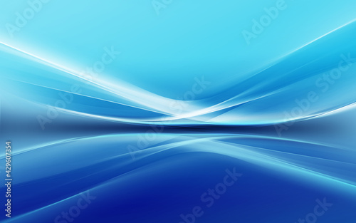 Blue abstract perspective gradient background. Motion shape layout poster.