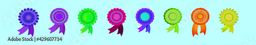 set of cockade with ribbon cartoon icon design template with various models. vector illustration isolated on blue background
