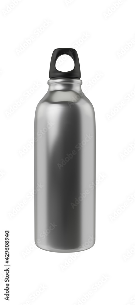 Metal water bottle, mockup on white background, 3d rendering image Metal water bottle, mockup on white background, 3d rendering image