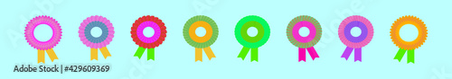 set of cockade with ribbon cartoon icon design template with various models. vector illustration isolated on blue background