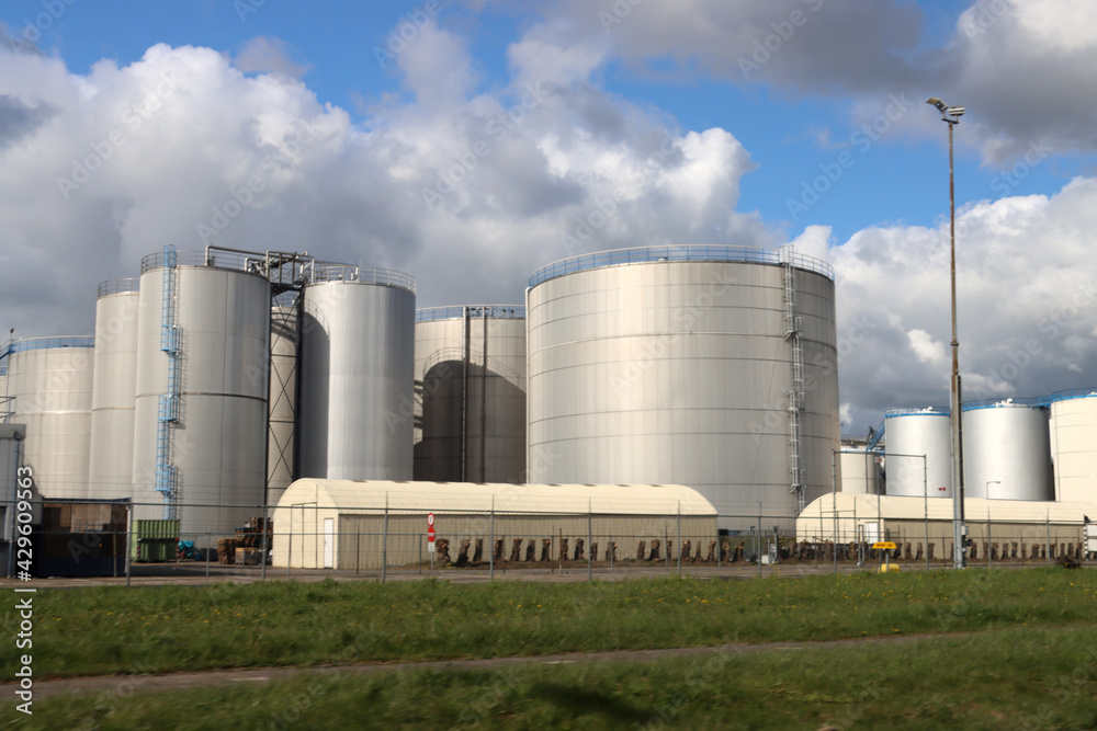 Oil tanks for storage at terminal in the Botlek Harbor in the port of Rotterdam