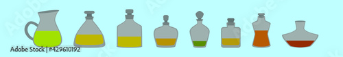 set of decanter cartoon icon design template with various models. vector illustration isolated on blue background