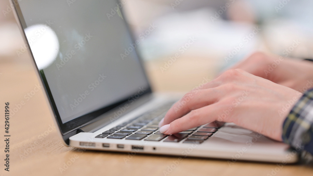 Close up of Female Hands Typing on Laptop, Close up Close up of Female Hands Typing on Laptop, Close up