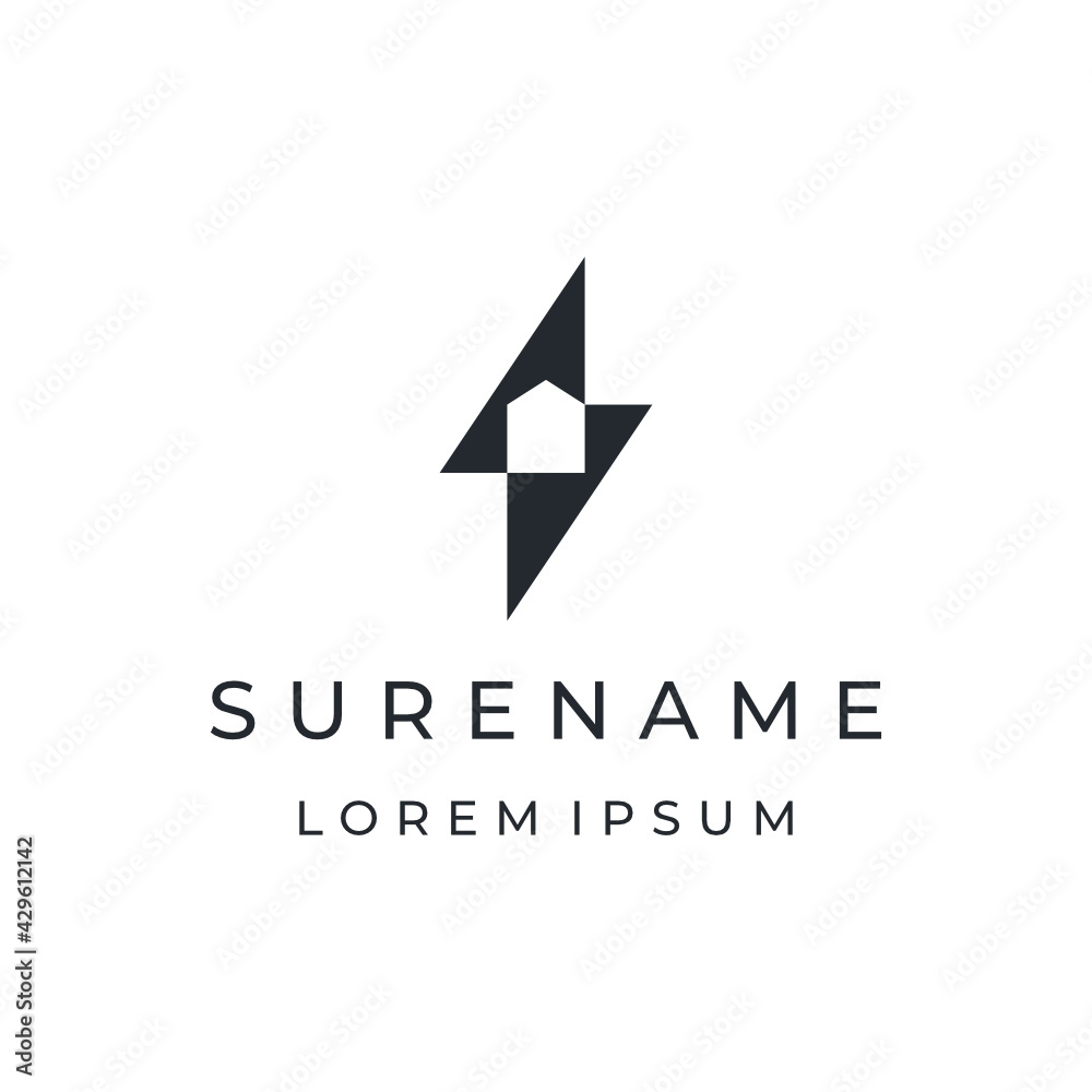 abstract bolt house logo design inspiration custom logo design vector illustration