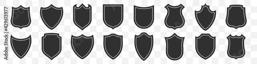 Set of shields icon on a transparent background