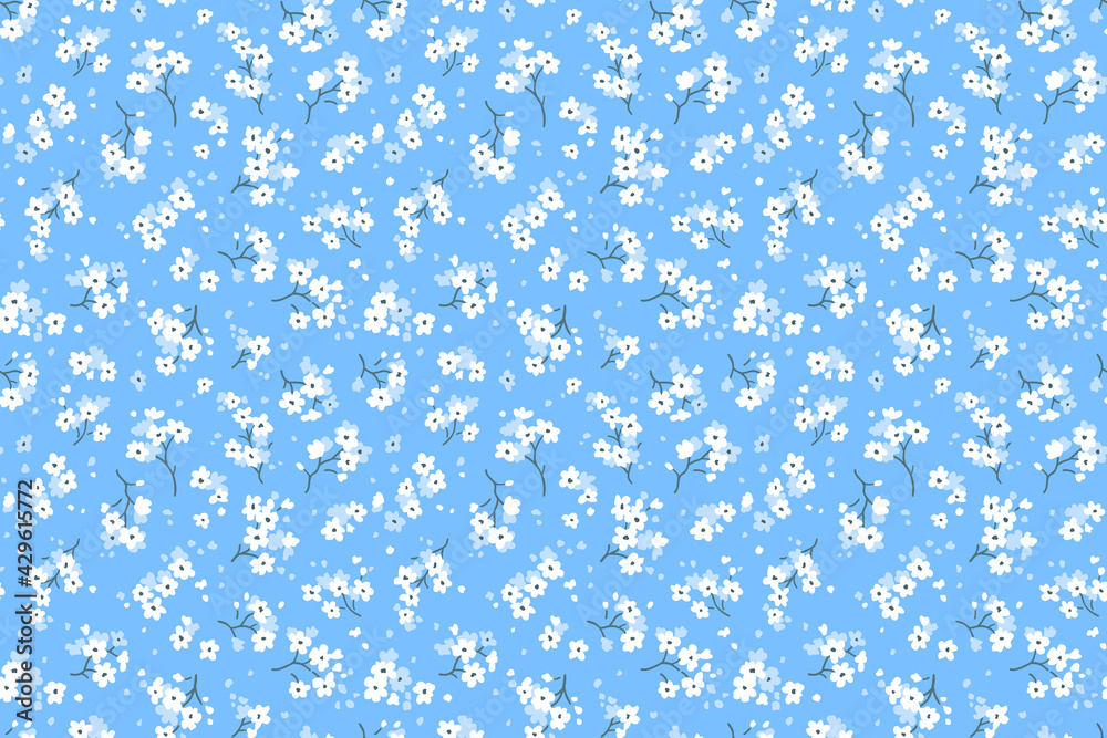 Vintage floral background. Floral pattern with small white flowers on a ...