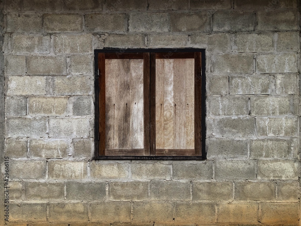 old wooden window on wall