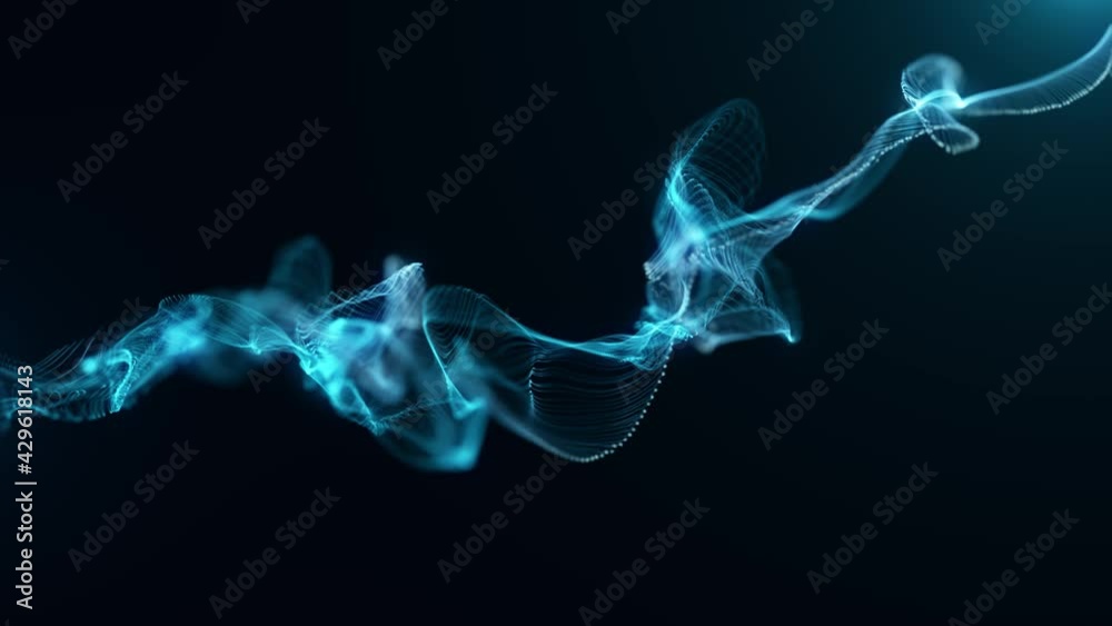 Abstract Fluid Particles Graphic Intro Background/ 4k animation of an abstract fluid particles background graphic design intro with light flare fading in