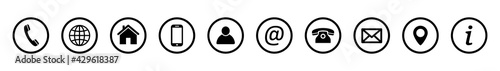 Contact icons. Contact us – Set of buttons. Web icons . Communication vector illustration.