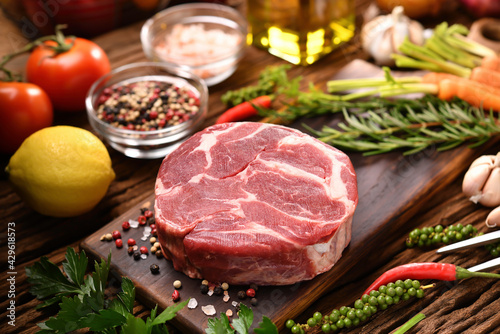 Fresh raw beef meat on a cutting board