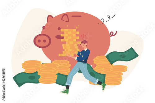 A large piggy bank in the form of a piglet on a white background, financial services, saving or accumulating money
