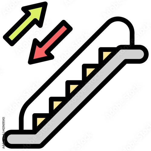 Escalator icon, Supermarket and Shopping mall related vector
