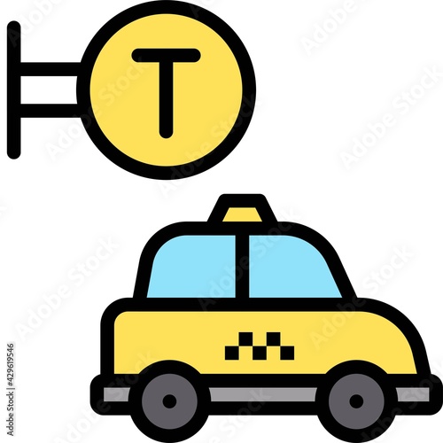 Taxicab stand icon, Supermarket and Shopping mall related vector