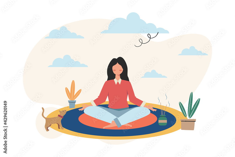 custom made wallpaper toronto digitalMeditation concept during work break, health benefits of body, mind and emotions, thought process