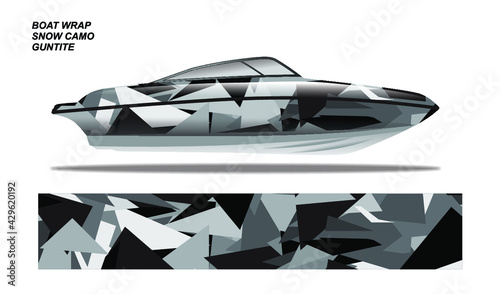Snow Camo Boat Wrap