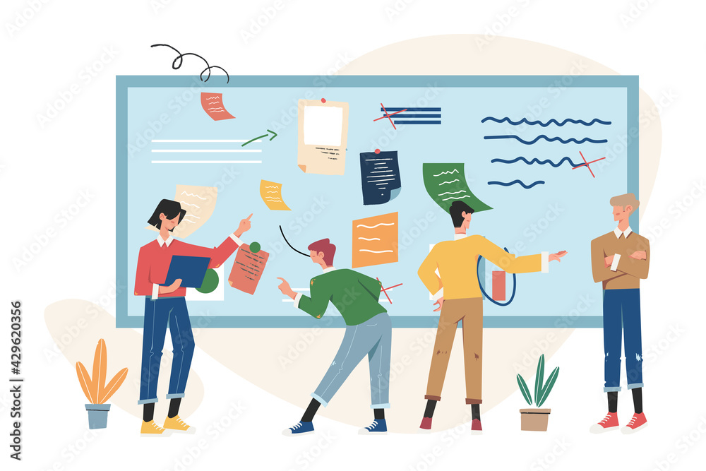 Office workers are studying the infographic analysis of the evolutionary scale Office workers are studying the infographic analysis of the evolutionary scale