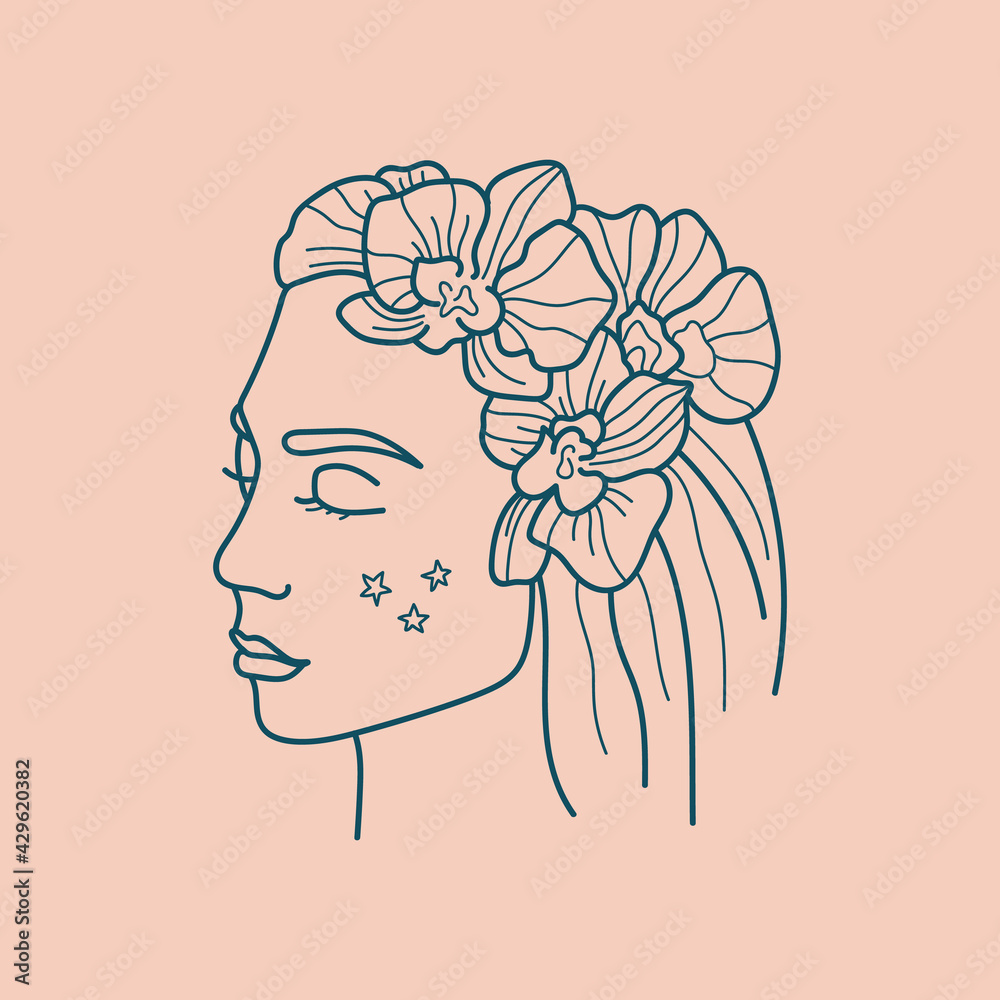 Modern abstract faces with flowers. Minimalism concept. Line art drawing style. Contemporary silhouette of woman. Hand drawn trendy vector posters, illustrations for print. Modern abstract faces with flowers. Minimalism concept. Line art drawing style. Contemporary silhouette of woman. Hand drawn trendy vector posters, illustrations for print.