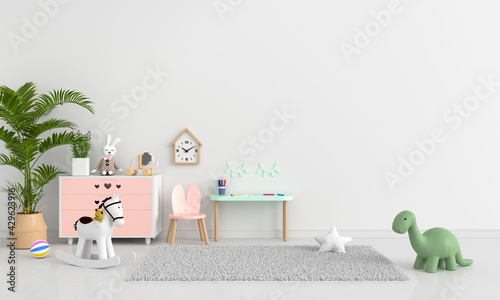 White child room with copy space, 3D rendering