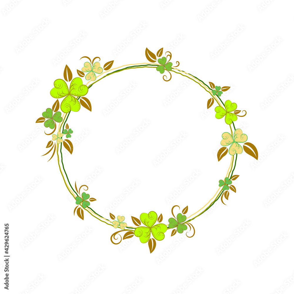 Fototapeta premium Wreath of flowers and leaves. Floral frame 