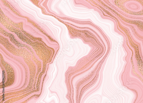 Gold marble. A beautiful combination of pink marble and gold. For invitations and banners. Background and printing of covers.