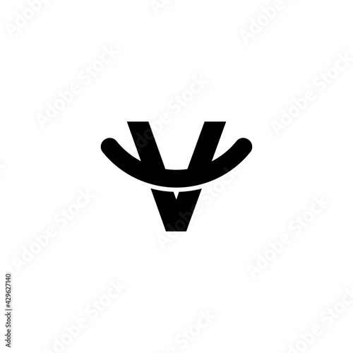 Letter V Smile Logo vector icon