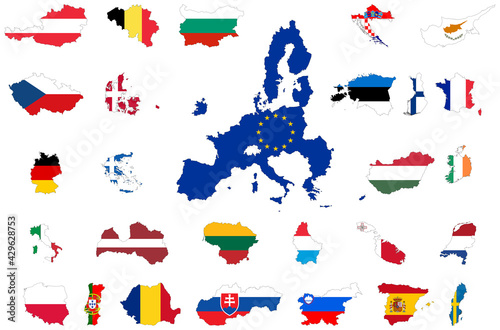 map of European Union and 27 member countries