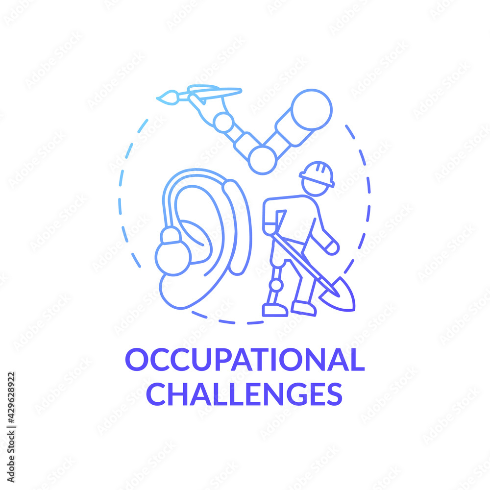 Occupational challenges concept icon. Upper-limb prostheses task idea thin line illustration. Controlled motions. Providing proportional control. Vector isolated outline RGB color drawing