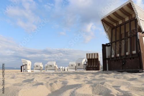 Fototapeta Naklejka Na Ścianę i Meble -  Beach baskets on the beach of the Baltic Sea in Germany
