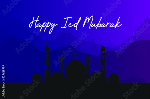 Happy Ied Mubarak With Wonderful Background