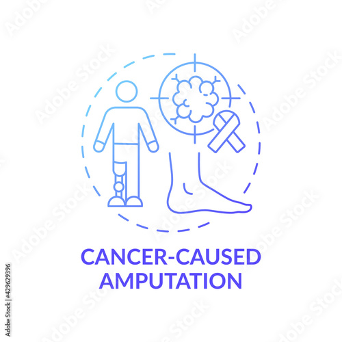 Cancer-caused amputation concept icon. Amputation idea thin line illustration. Eliminating cancerous tissue. Bone metastasis. Surgically invasive procedure. Vector isolated outline RGB color drawing
