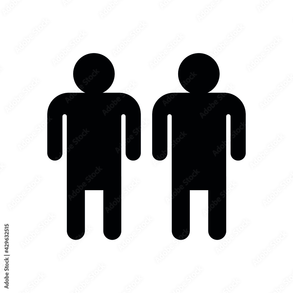 Vector flat two male man gay silhouette sign isolated on white background