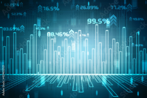 2d rendering Stock market online business concept. business Graph 