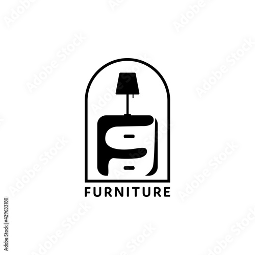 logo design silhouette interior nightstand decoration vector illustration